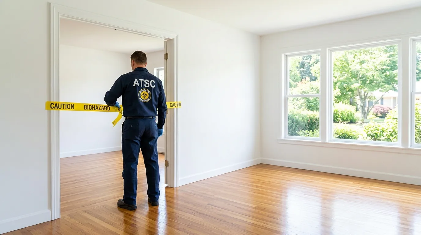 Certified biohazard cleanup crew performing Trauma Scene Cleanup in La Habra
